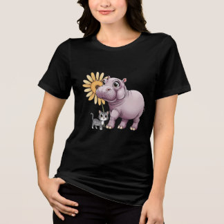 Hippo and Cat T-shirt Cats-a-Tonic (Style 1) Tri-Blend Shirt