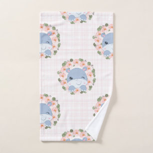 Hippo And Flower Tattoo Hand Towel
