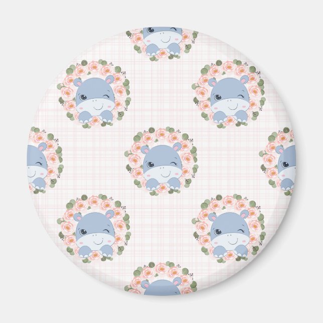 Hippo And Flower Tattoo Magnet (Front)