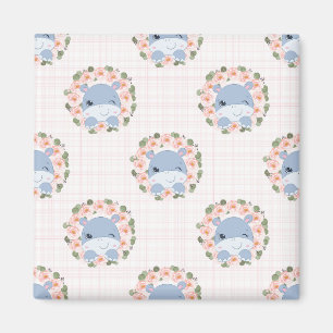 Hippo And Flower Tattoo Magnet