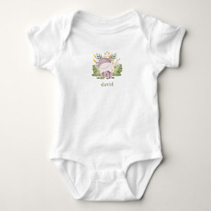 Hippo and Foliage Boy’s Personalised Baby Bodysuit