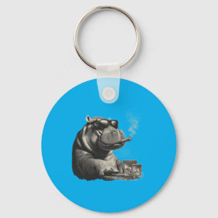 Hippo Animal Sungles Fathers Day Family Key Ring