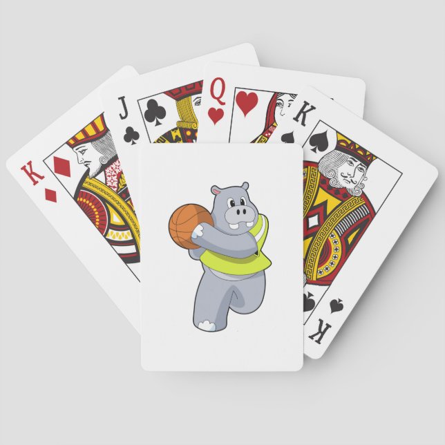 Hippo as Basketball player with Basketball.PNG Playing Cards (Back)