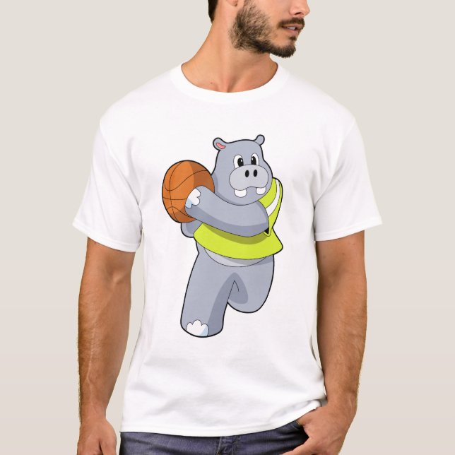 Hippo as Basketball player with Basketball.PNG T-Shirt (Front)