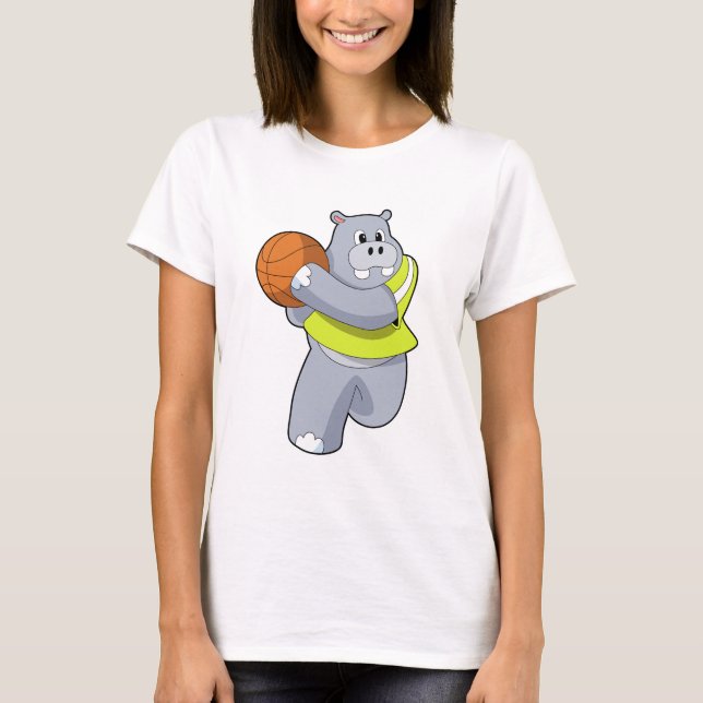 Hippo as Basketball player with Basketball.PNG T-Shirt (Front)