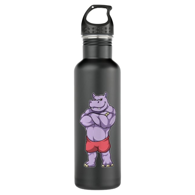 Hippo as Bodybuilder extreme 710 Ml Water Bottle (Front)