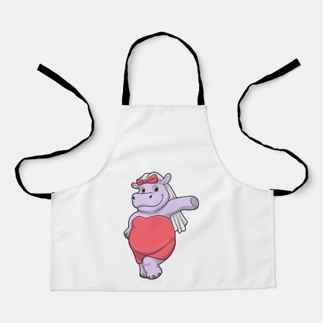 Hippo as Bride with Veil & Bow Apron (Front)