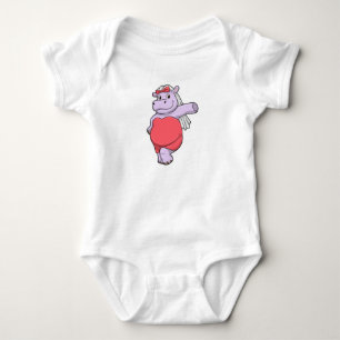 Hippo as Bride with Veil & Bow Baby Bodysuit