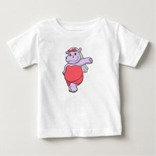 Hippo as Bride with Veil & Bow Baby T-Shirt