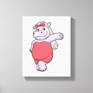 Hippo as Bride with Veil & Bow Canvas Print