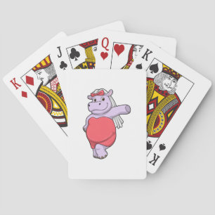 Hippo as Bride with Veil & Bow Playing Cards