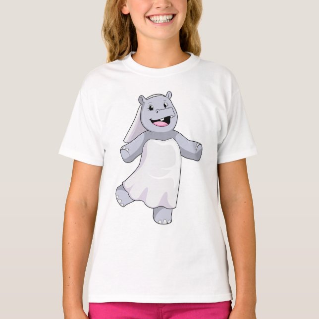 Hippo as Bride with Veil T-Shirt (Front)