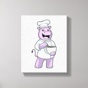 Hippo as Chef with Bowl Canvas Print