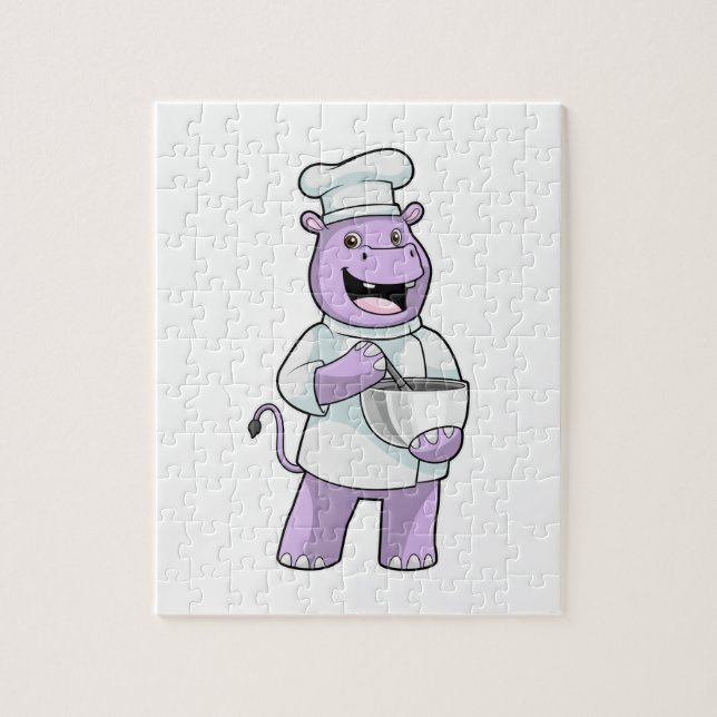 Hippo as Chef with Bowl Jigsaw Puzzle (Vertical)