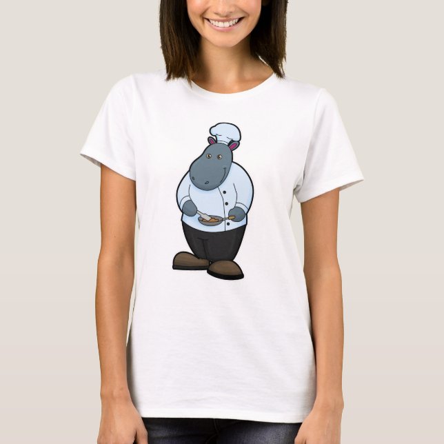 Hippo as Cook with Pan T-Shirt (Front)