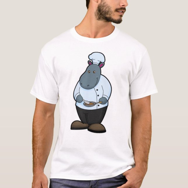 Hippo as Cook with Pan T-Shirt (Front)