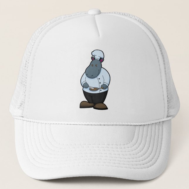 Hippo as Cook with Pan Trucker Hat (Front)