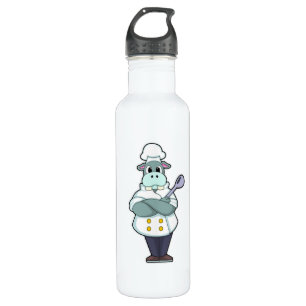 Hippo as Cook with Wooden spoon & Cooking apron 710 Ml Water Bottle