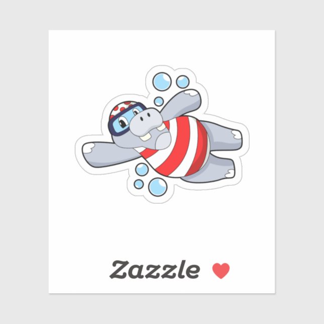 Hippo as Diver with Swimming goggles (Sheet)