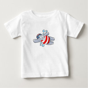 Hippo as Diver with Swimming goggles Baby T-Shirt