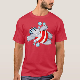 Hippo as Diver with Swimming goggles T-Shirt