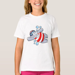 Hippo as Diver with Swimming goggles T-Shirt