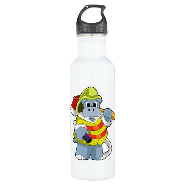 Hippo as Firefighter with Ax 710 Ml Water Bottle (Front)