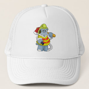 Hippo as Firefighter with Axe Trucker Hat