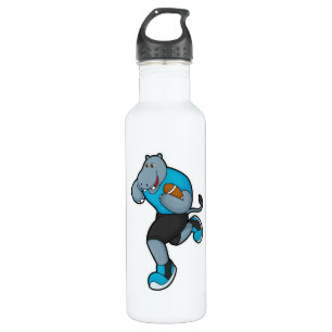 Hippo as Football player with Football 710 Ml Water Bottle