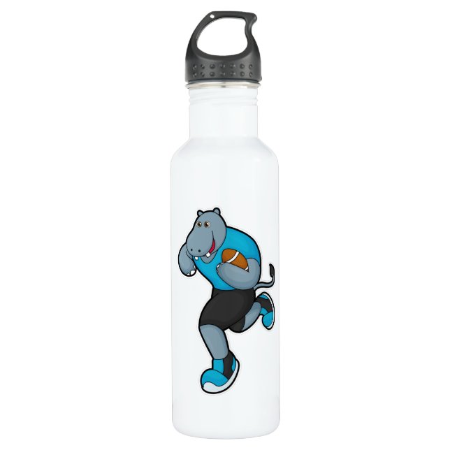 Hippo as Football player with Football 710 Ml Water Bottle (Front)