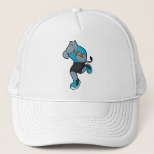 Hippo as Football player with Football Trucker Hat