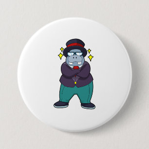 Hippo as Groom with Suit.PNG 7.5 Cm Round Badge