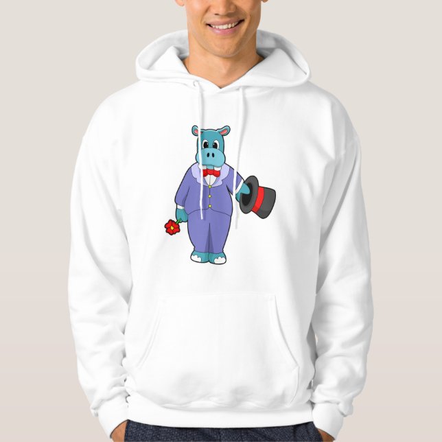 Hippo as Groom with Suit & Rose Hoodie (Front)