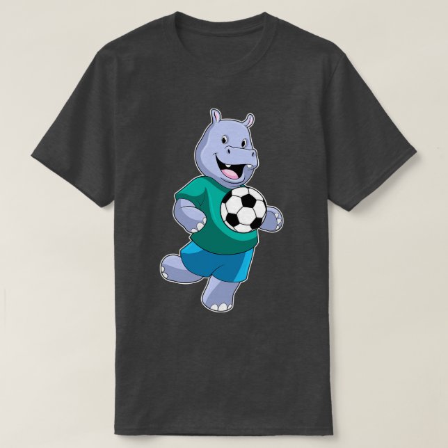 Hippo as player with Soccer T-Shirt (Design Front)