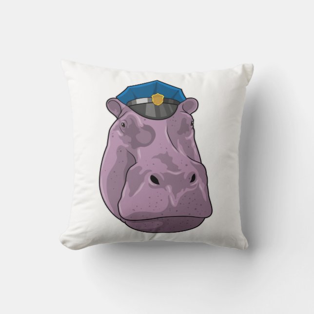 Hippo as Police officer Police Cushion (Front)
