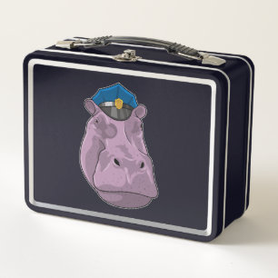 Hippo as Police officer Police Metal Lunch Box