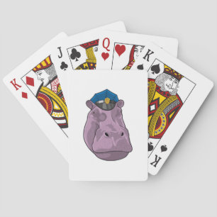 Hippo as Police officer Police Playing Cards