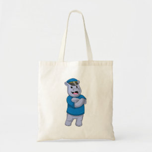 Hippo as Police officer with Police hat Tote Bag