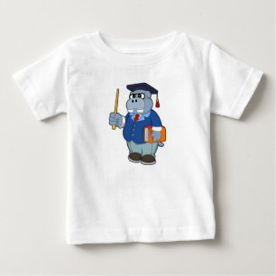 Hippo as Professor with Book Baby T-Shirt
