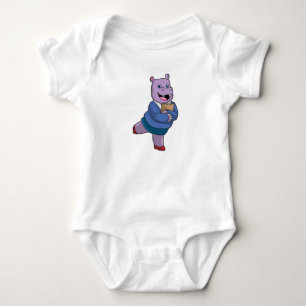 Hippo as Secretary with Notepad Baby Bodysuit