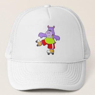 Hippo as Skater with Inline skates Trucker Hat