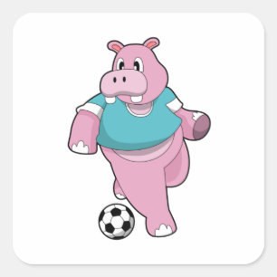 Hippo as Soccer player with Soccer.PNG Square Sticker