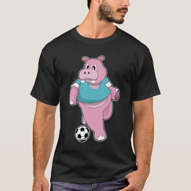 Hippo as Soccer player with Soccer.PNG T-Shirt (Front)