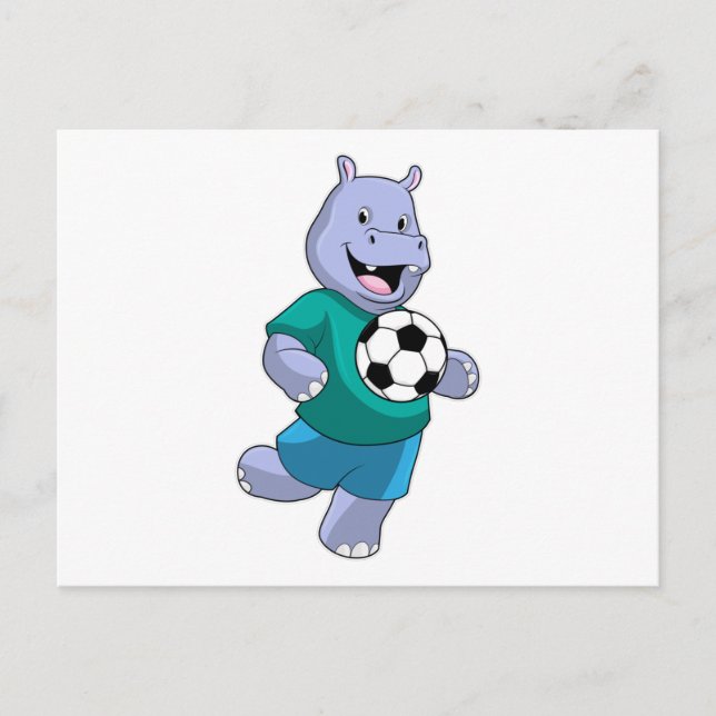 Hippo as Soccer player with Soccer Postcard (Front)