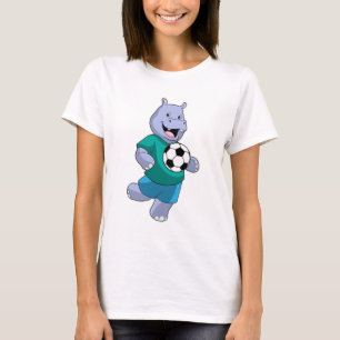 Hippo as Soccer player with Soccer T-Shirt