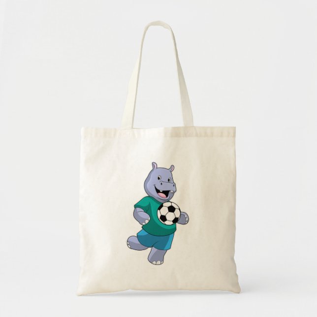 Hippo as Soccer player with Soccer Tote Bag (Front)
