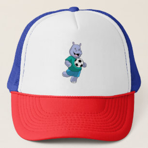 Hippo as Soccer player with Soccer Trucker Hat