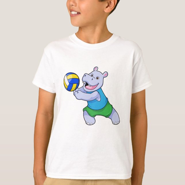 Hippo as Volleyball player with Volleyball T-Shirt (Front)
