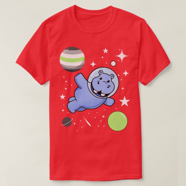 Hippo Astronaut Agender Pride  T-Shirt (Design Front)