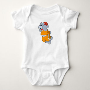 Hippo at Basketball Sports Baby Bodysuit